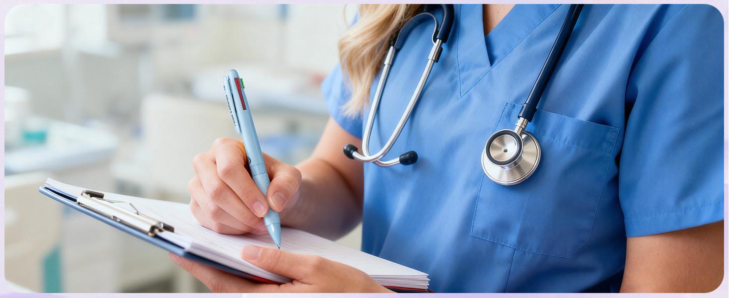 Four Candies Multicolor Pens, 4-in-1 Colored Pen, 9 Pack 1.0mm 4 Color Pens, Quick Dry Nurse Pens, Smooth Writing Colored Ink Pens, Comfort Grip & Macaron Office And School Supplies, Ideal Christmas Gifts For Women, adhd office accessories