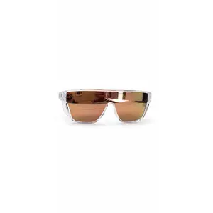 Safety Plus Collection: Safety Rosy Sunglasses with Clear Frame and Rose Gold Mirrored Lenses for UV Protection