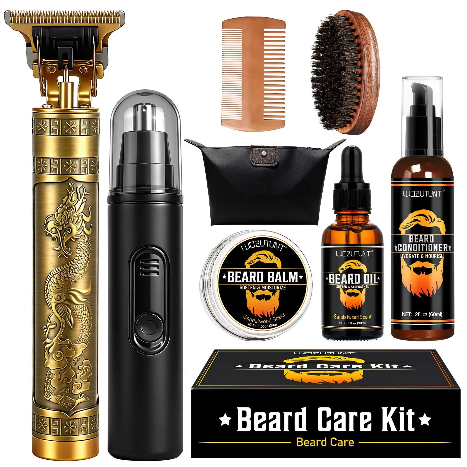 【Deals for You days】Complete Beard Grooming Kit for Men - Beard Trimmer, Nose Hair Trimmer, Beard Oil & Beard Balm Set
