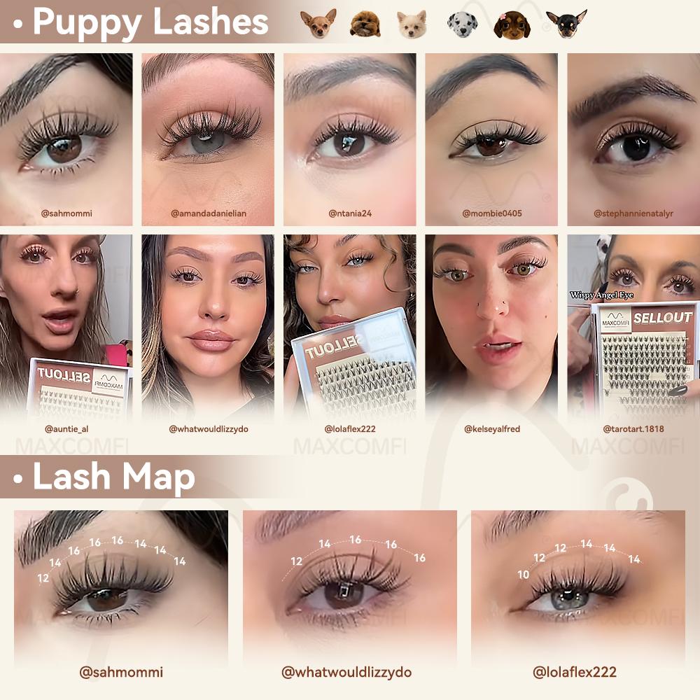MaxComfi Petite Subtle Lashes - Sellout Puppy Flora Style Cosmetic DIY Eyelashes Kit, Gentle, Comfortable, Long-Lasting, Waterproof, Super Soft, Thin Band, Natural Daily Volume, Beginner-Friendly, Easy-to-Apply Summer Essential