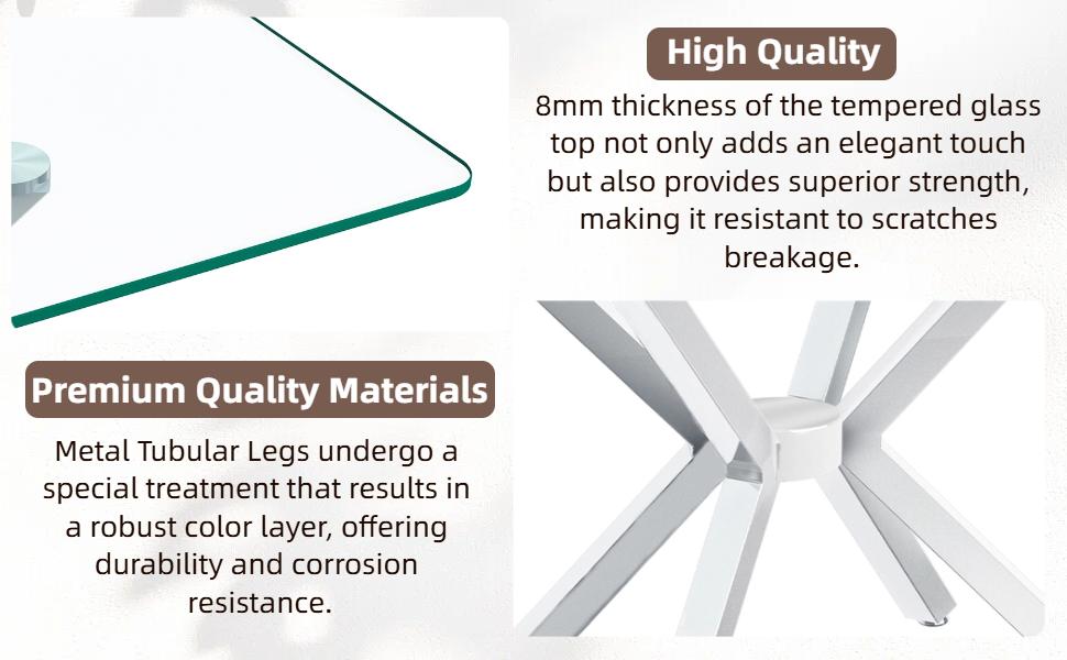 47.24" Rectangular Glass Dining Table with Metal Legs - Modern Kitchen & Dining Room Table, Stylish Durable Design Interior，Golden