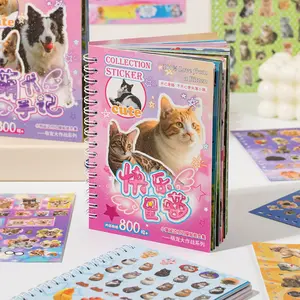 800PCS Cat & Dog Sticker Book  Aesthetic Waterproof Stickers for Laptop, Water Bottle, Journal & Scrapbooking