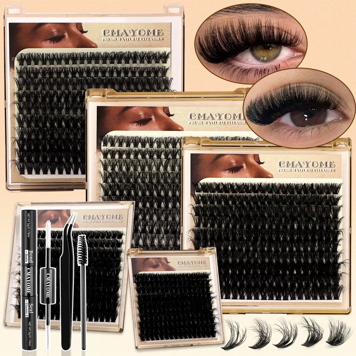 200/180/160 Pcs D Curl 40D/50D/160D Mermaid Lash Extensions, Diy Volume Eyelashes - Voluminous Curled Clusters, Dramatic 10-18mm Lengths, DIY Volumizing Styles, Soft, Curly Lashes, For Home Use & Festival Gift Lashes