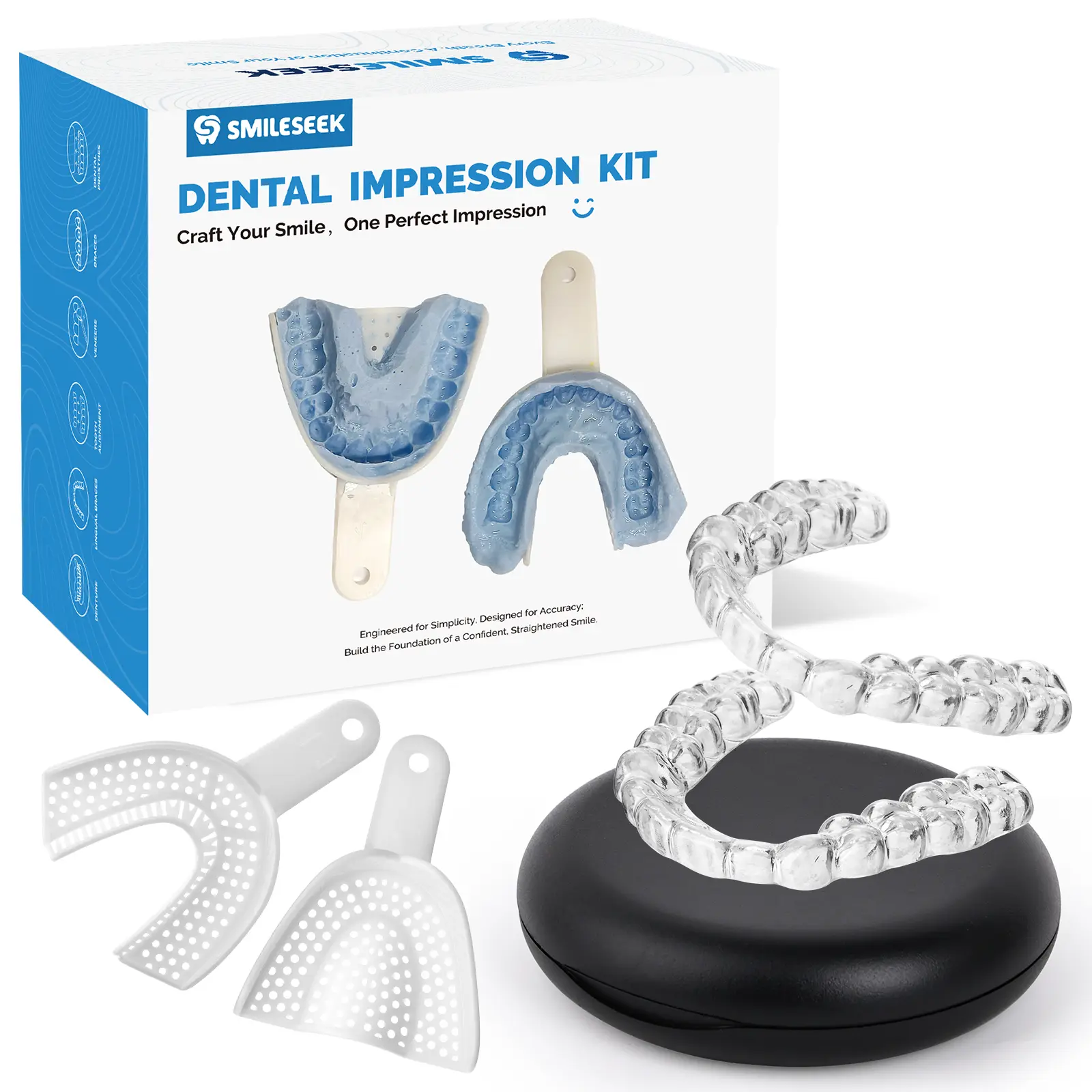 Smileseek Custom Hybrid Night Guards for Adults, 2-Pack Clean Box Set for Teeth Grinding & Clenching Protection, Professional Dental Mouth Guards