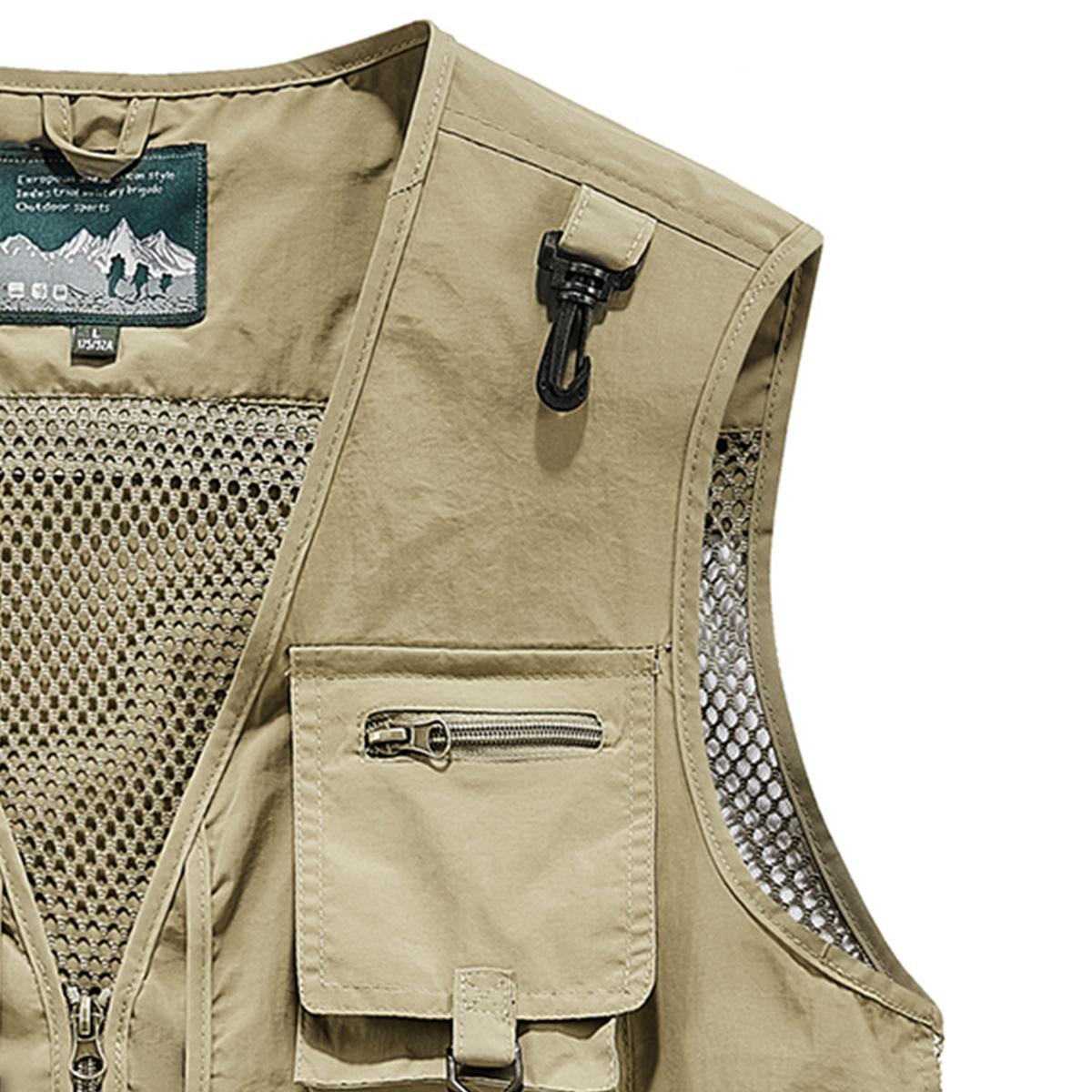 Made from 100% nylon, anti-static design ensures safety (true size). Men’s fashion quick-dry mesh casual outdoor multi-pocket fishing photography vest/work vest jacket with multiple pockets, suitable for outdoor activities.