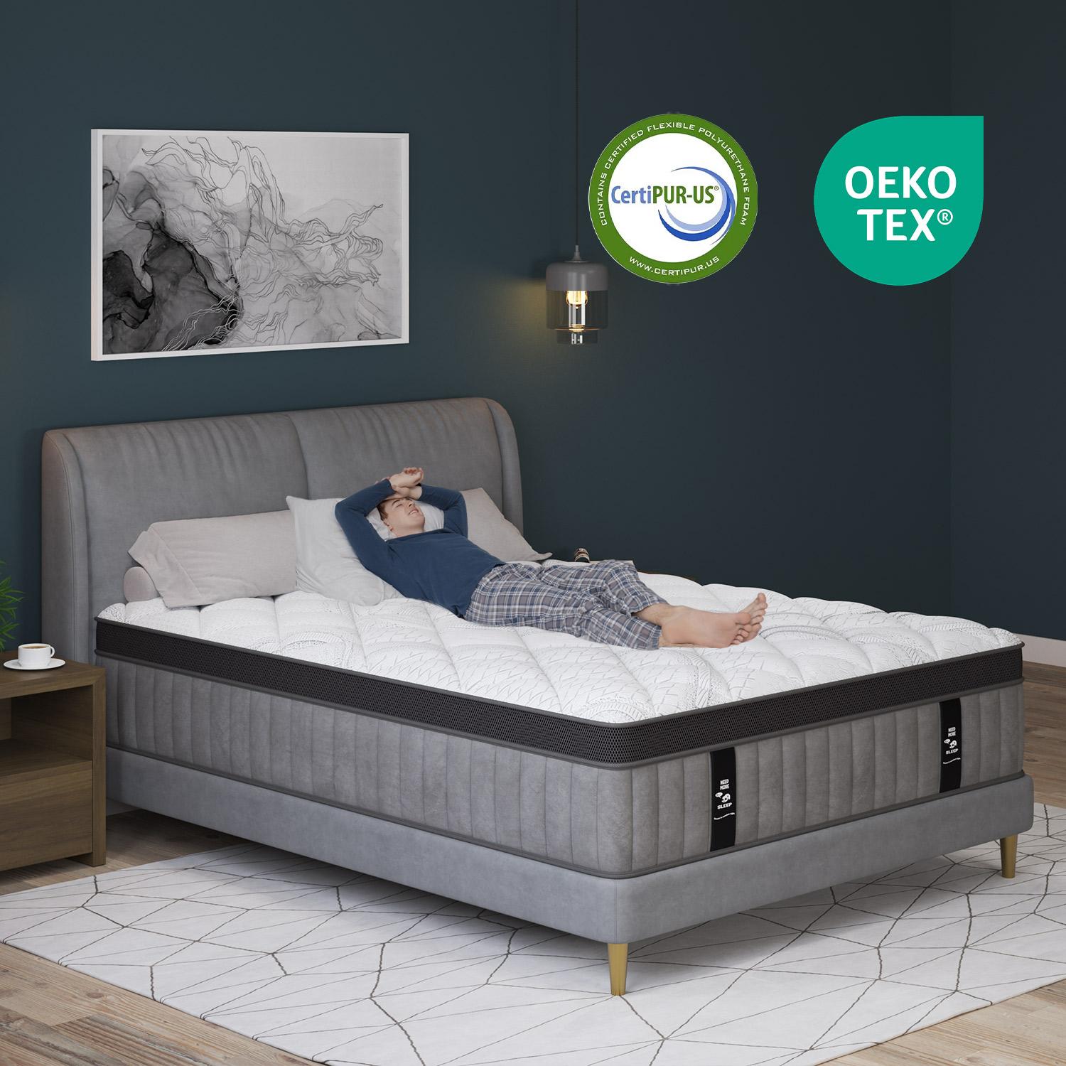 12/14 Inch Gel Memory Foam Mattress Hybrid Pocket Spring Twin Full Queen King Bed Mattress In A Box, Euro Top Medium Firm For Back & Lumbar Support, Individual Pocket Spring Bed For Motion Isolation & Fiberglass Free
