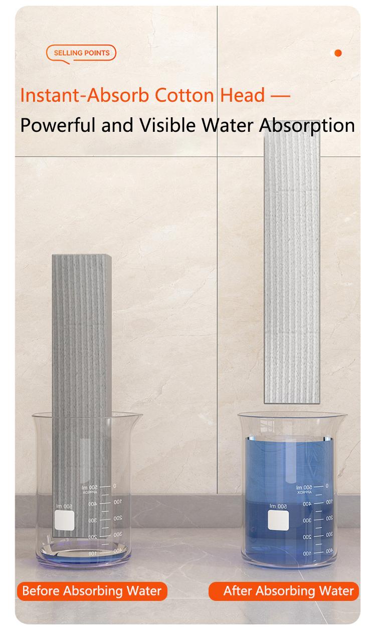 Mini Foldable Mop - No Hand Wash Deep Clean Wet Dry One Hand Use with Replacement Sponge Head for Effortless Home Cleaning Use on Kitchen Countertops Glass Bathroom & Car Interior Household