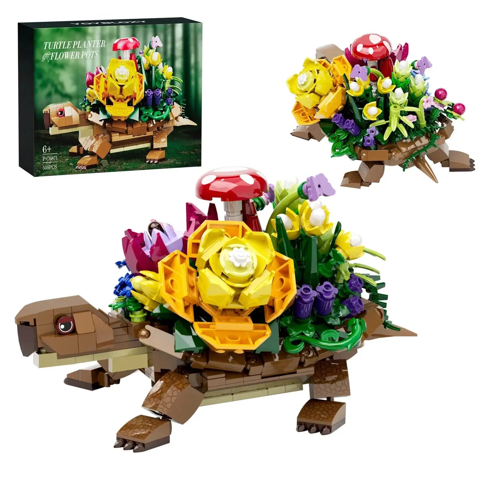 Sea Turtle Succulent Planter Building Set, Turtle Flowers Pot Building Kit, Animals Botanical Collection Blocks Toys, Home Plants Decor Gift Idea for Christmas (477Pcs)