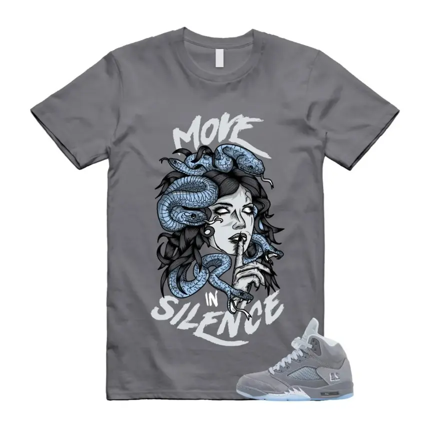 Tee Matching AJ 5 Wolf Grey Sneaker, Wolf Grey 5 Shirt, Wolf Grey 5s Outfit, Wolf Grey 5 Match Tee, 100% Cotton, Menswear Top