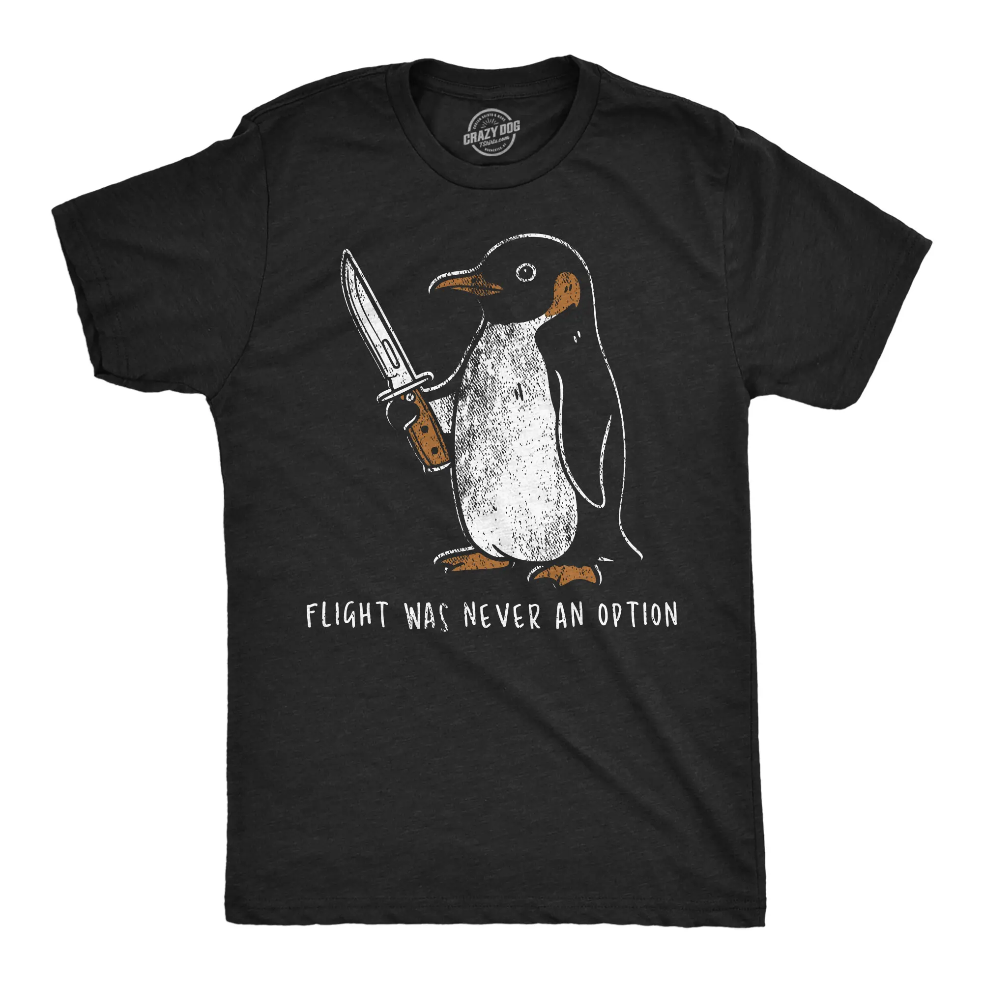 Mens Funny T Shirts Flight Was Never An Option Penguin Tee Mens Funny T Shirts Cool Vintage Fashion T-Shirt Gift Classic Menswear Funny Animal Short Sleeve Novelty Tees for Guys Black -