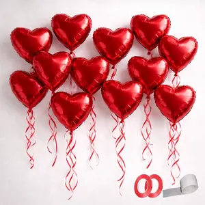 Foil Heart Shape Balloons 18" Pack 12Pcs Love Balloon Set  for Weddings, Engagement Parties, Love Day, Valentine's Day, Romantic Occasions, and Anniversaries