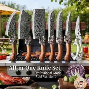 7-piece chef's knife set; high-quality chef's knife; high-hardness premium steel blade, sharp and durable; essential knife for home kitchen / restaurant