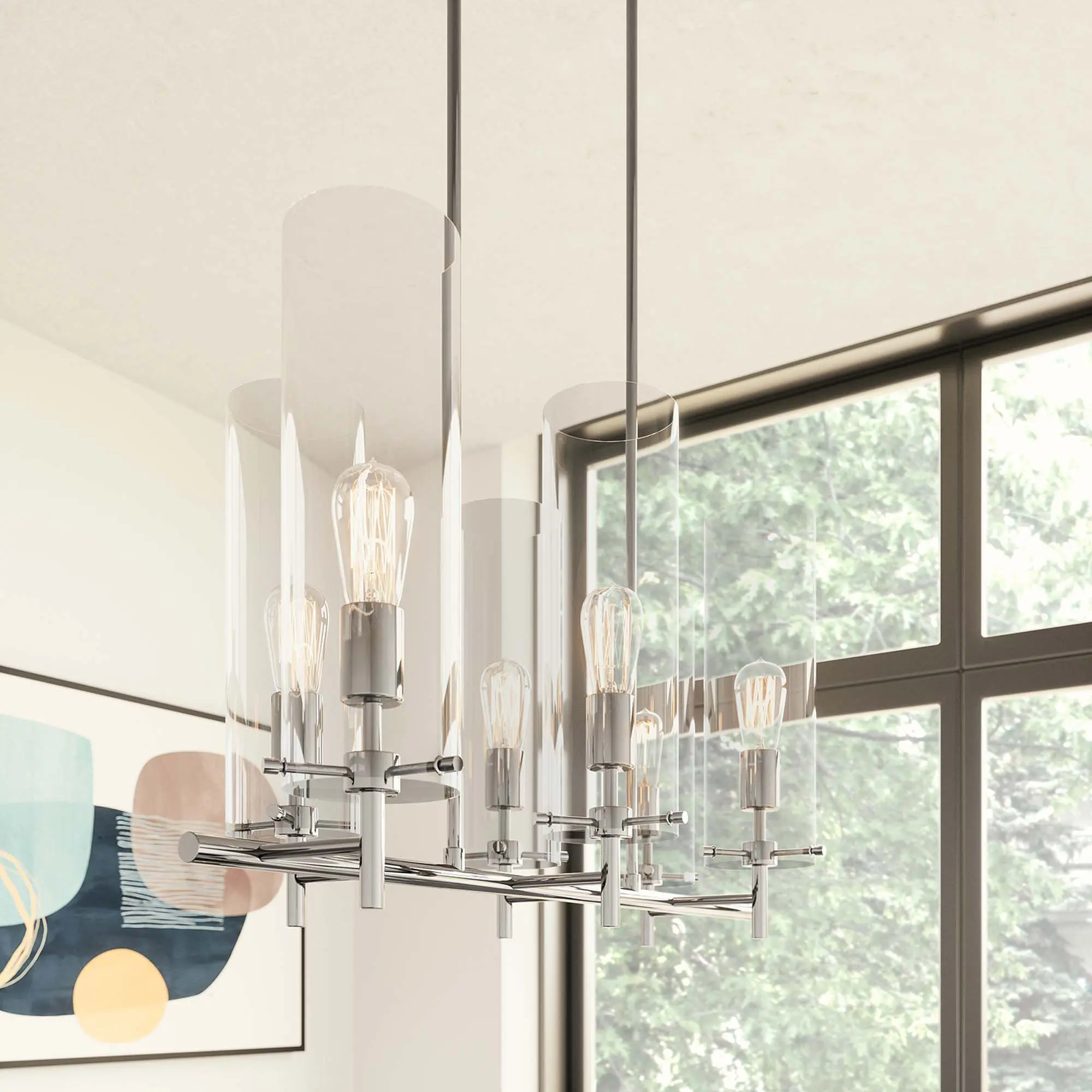 Modway Skylark 6-Light Chandelier in Clear Polished Nickel