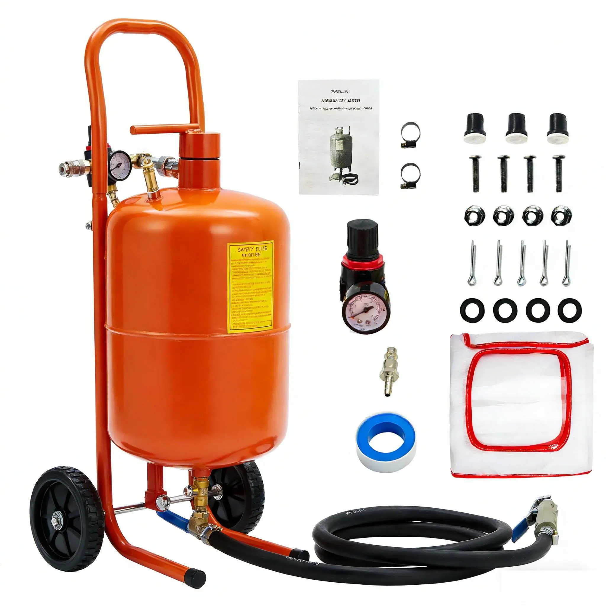 Sand Blasting Machine, 5 Gallon Portable Abrasive Blaster with 125 PSI & Oil-Water Separator, Includes 4 Ceramic Nozzles for Rust, Paint, Stain Removal