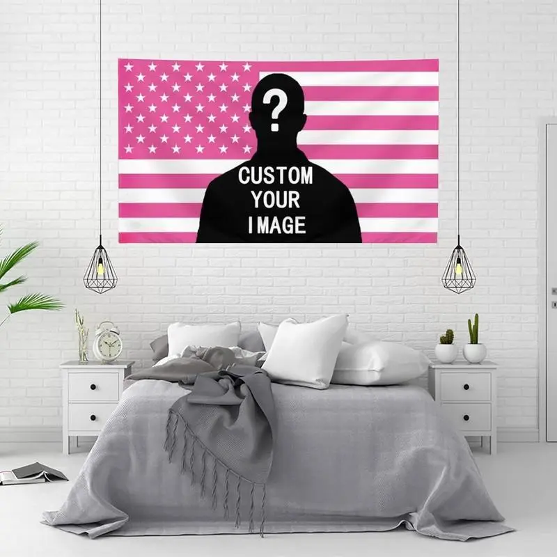 Custom Pink American Personalized Photo Cloth Tapestry - Design Your Own Image, Wall Hanging Hanging Wall Art