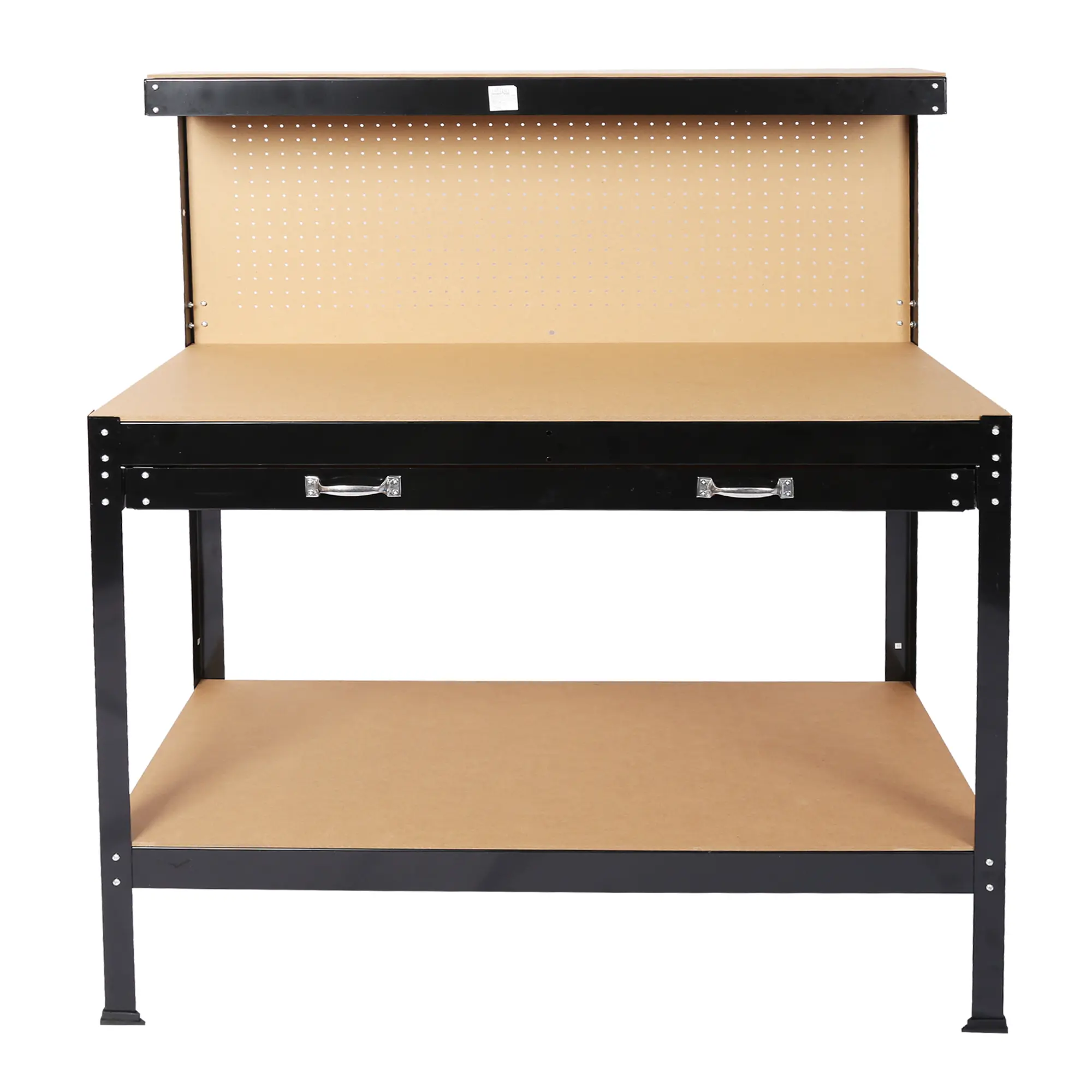 D ProTool Hub Heavy Duty Steel Frame Workbench (63in) for Workshop Users, Garage Setup Tool Organizer with Drawer, Pegboard, Pegboard Hooks, Rust-Proof Powder-Coated Finish, Durable MDF Panel, Double Handles