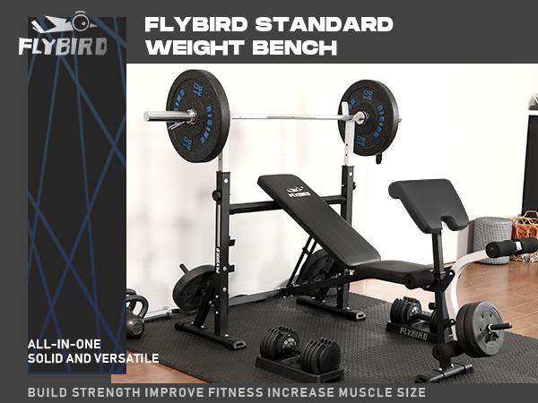 FLYBIRD Olympic Weight Bench – 900 lbs Weight Capacity, Bench Press Set with Preacher Curl Pad & Leg Extension, Full-Body Strength Training Equipment for Home Gym#Summervibes