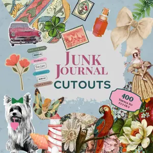 Junk Journal Cutouts Ephemera Paperback - Vintage, Modern, Text, Food, Botanical Themed Images for Creative Writing Journal Embellishment, 400 English Inspirational Phrases & Cut-Out Pictures for Children's Literature & Art Enthusiasts
