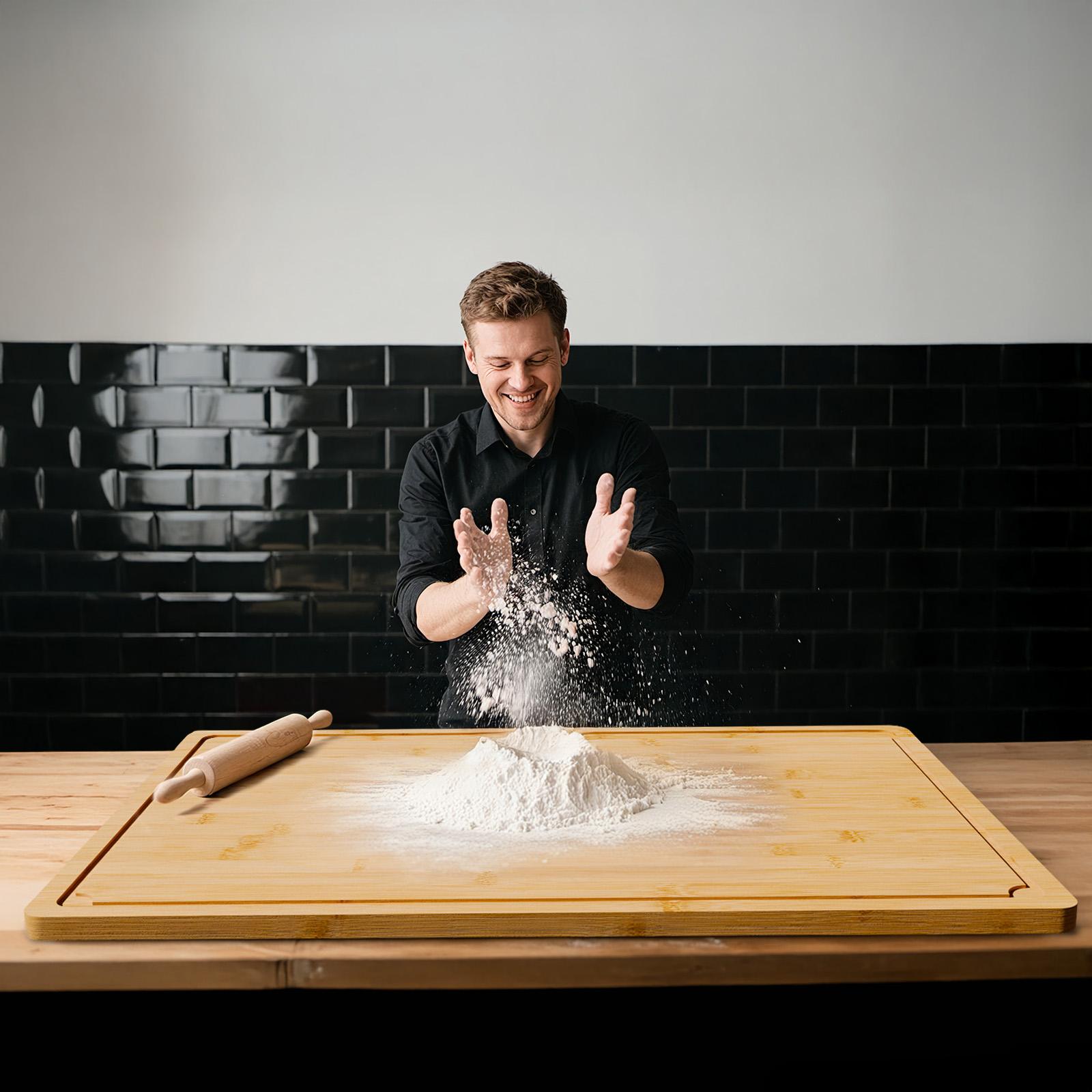 [Spring & Easter]Kikcoin Game changer 4-in-1Stovetop Cover,Extra Large Bamboo Cutting Board Pro,Charcuterie Board,Pastry,Chopping Block,Oven Cover Protector,Handle,Juice Groove,turkey,Kitchen4XL:30"*20",Knives Friendly dinner,party,Cheese,gift,RV Cooking