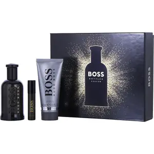 Boss Bottled Set-Parfum Spray 3.3 Oz & Shower Gel 3.3 Oz & Parfum Spray 0.3 Oz Mini For Men