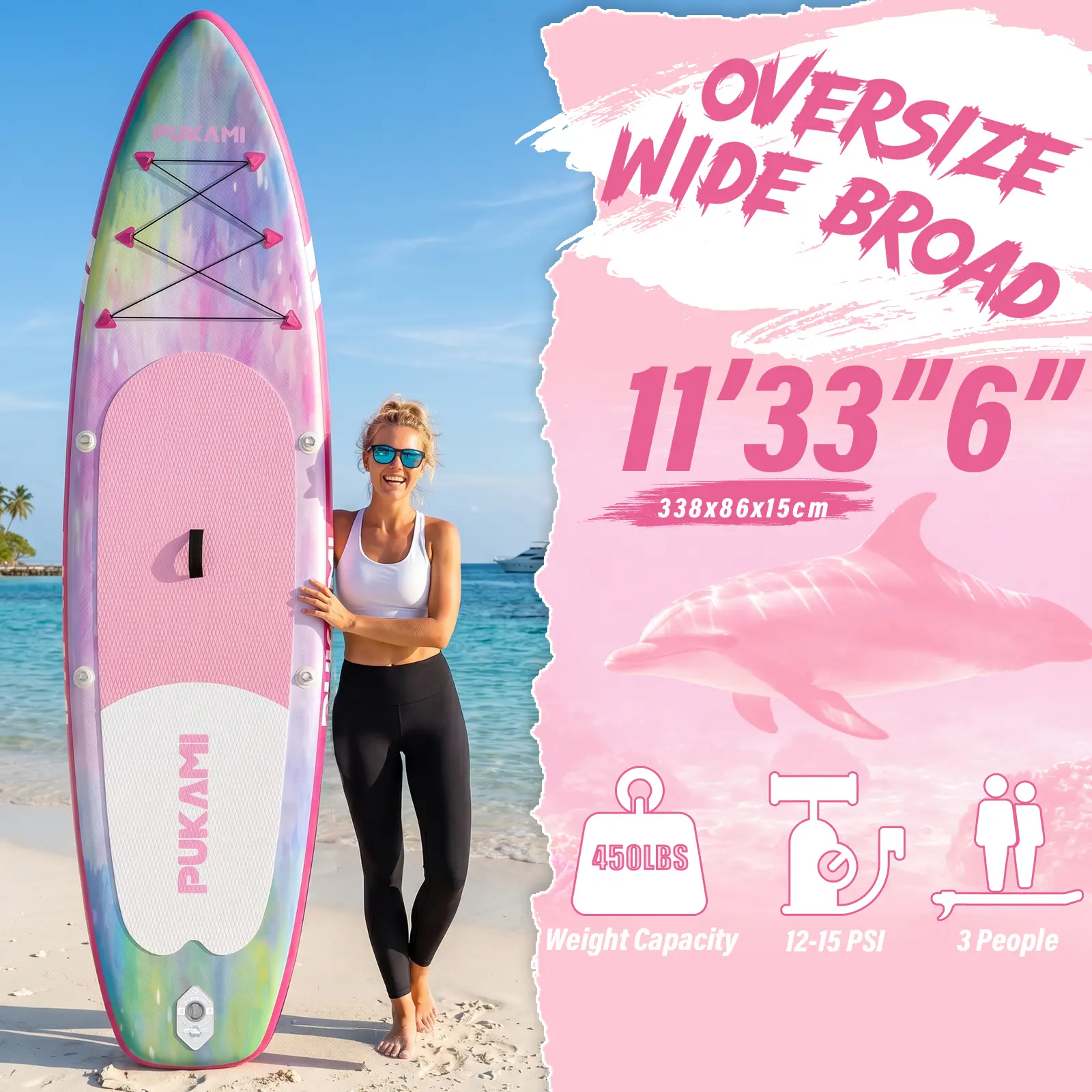 PUKAMI Inflatable Paddle Board for Adults,10.6' Stand Up Paddle Board with Premium SUP Accessories & Carry Bag,Paddle,Pump,Leash,Wide Stable Design,Non-Slip Deck,Surf Control for Youth