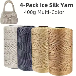 4 Packaging (14.11 ounces) 1.5mm hand-spun yarn | Suitable for knitting needles, an ideal choice for autumn and Valentine's Day crafting - can be used to make bags, hats, shoes, coasters | Available in various romantic colors, made of polyester fiber