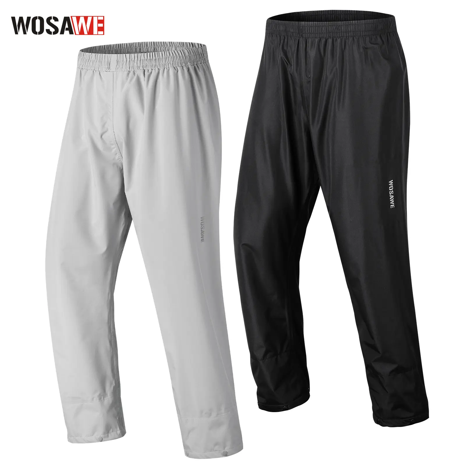 WOSAWE Waterproof Lightweight Breathable Motorcycle Rain Pants for Men with Reflective Design, Shoes Cover Included – Suitable for Hiking, Cycling
