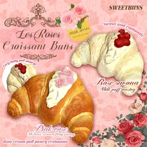 Slow Rising Squishy - Les Rose Croissant Buns【Sweet Bakery Scent】55g Mellow Lab x Sweetbuns Stress Relief Toy summerwins
