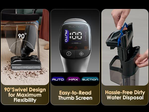 Tineco Floor One S7 Artist Wet Dry Vacuum Cleaner, 22kPa Suction, iLoop Smart Sensor, DualBlock Anti-Tangle Design, 185℉ Flashdry, 50 Min Runtime, Dual-Edge Cleaning, 180° Lay-Flat