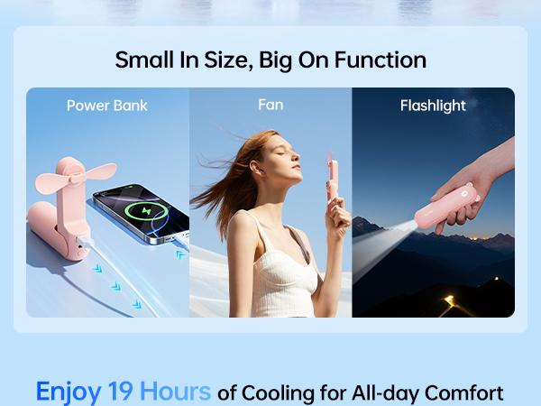 JISULIFE Handheld Mini Fan 3-in-1 Portable, 4500mAh/2000mAh Rechargeable Battery USB Fan with Power Bank & Flashlight, Multifunctional for Travel, Makeup, Daily Use JISULIFE Handheld Mini Fan 3-in-1 Portable, 4500mAh/2000mAh Rechargeable Battery USB Fan with Power Bank & Flashlight, Multifunctional for Travel, Makeup, Daily Use
