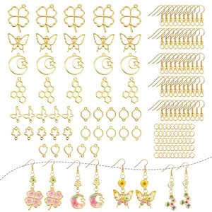 150Pcs Gold Hollow Frame Bezels Pendants with Jump Rings - DIY Jewelry Pendant Bezels,Metal Bezels for Jewelry Making,Gift for Earrings,Necklace Making Supplies