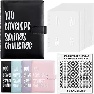 100 Envelopes Money Saving Challenge, 100 Envelope Challenge Binder, Easy and Fun Way to Save $5,050, Savings Challenges Budget Book Binder with Cash Envelopes for Office,Home,School