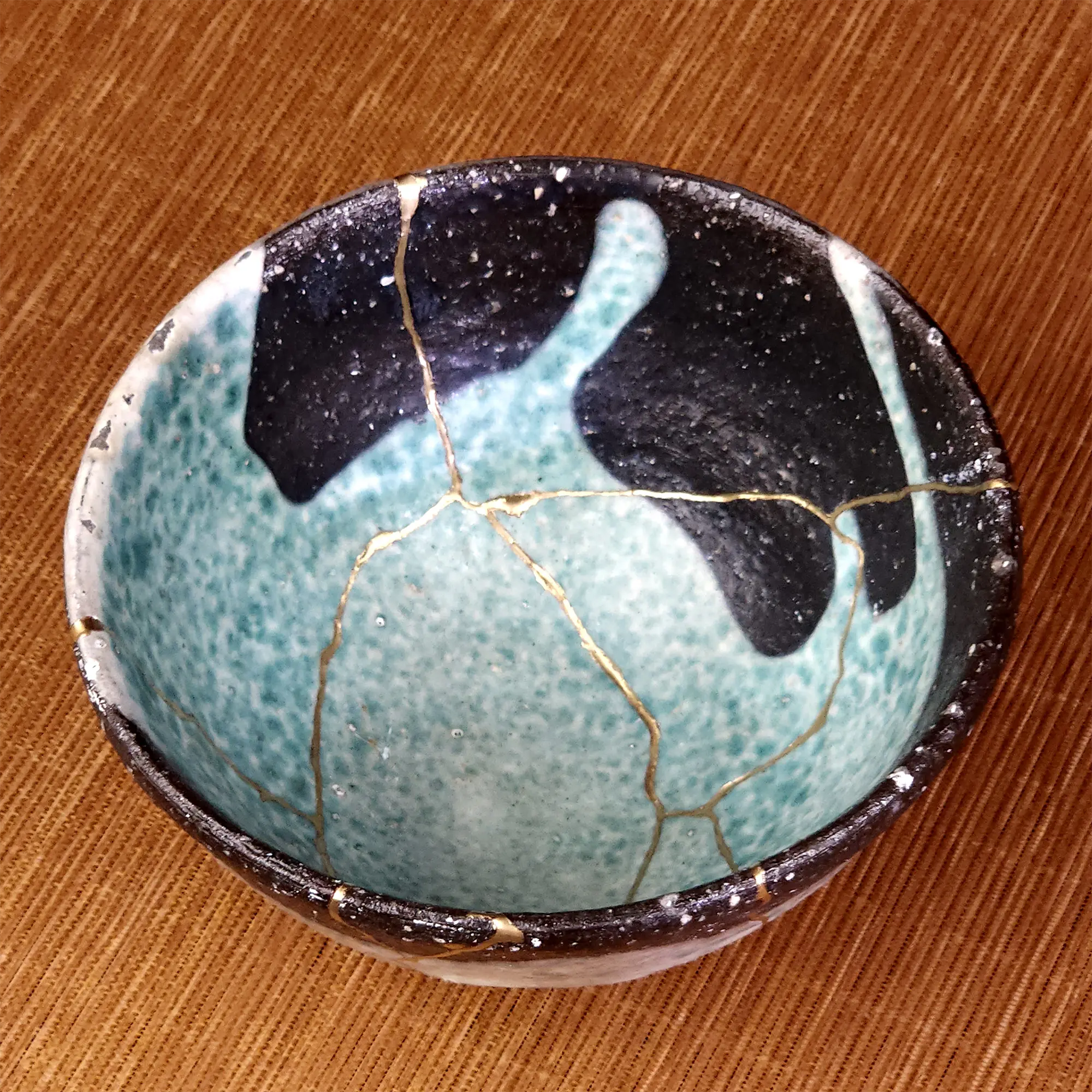 Handmade Rustic Kintsugi "Cloud Bowl" (12.5cm) - Wabi Sabi Textured Ceramic Art
