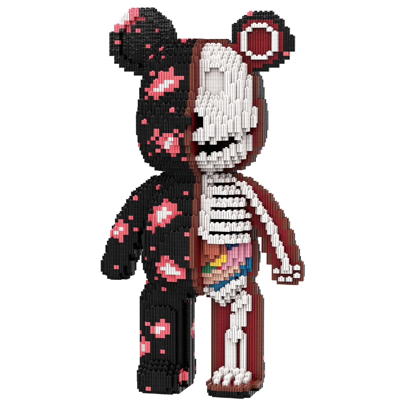 Half Skeleton Bear Micro Building Blocks Set, 5800PCS DIY Collectible Figure, Street Style Creative Project Gift