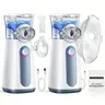 2 pcs Rechargeable Ultrasonic Handheld Mist Sprayer with Built-in 400mAh Battery, Includes Mask & Mouthpiece, Compact & Self-Cleaning, Ideal for Home & Travel Use（No need to install batteries.）