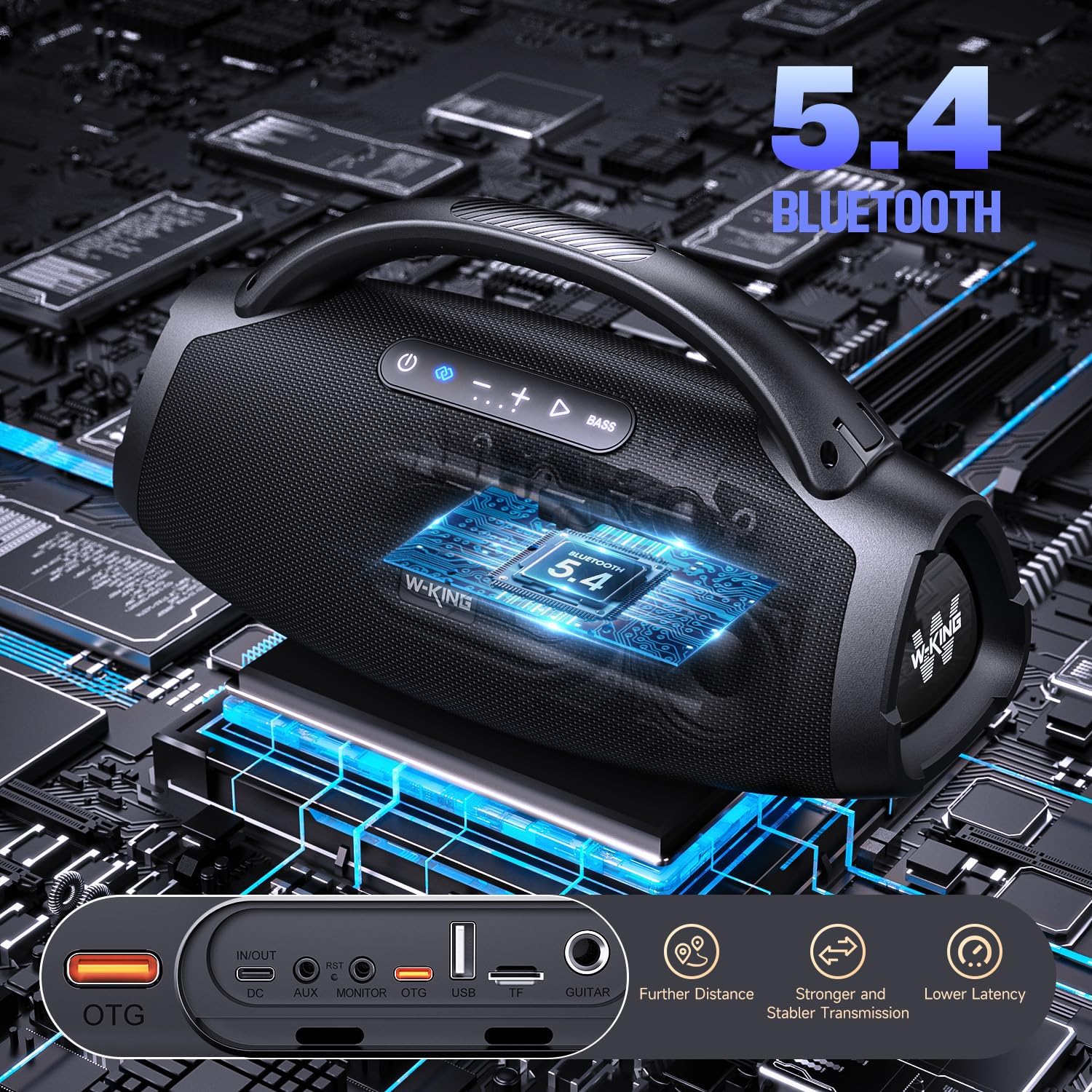W-KING Flagship X20 Speaker, 330W Peak Loudest Boom Box, IP67 Waterproof Party Bluetooth Speaker with 7.5" Subwoofer, Massive Bass, Hi-Fi, Large Outdoor Wireless Speakers, EQ APP/Bass Boost/Fast Charge/24H/MIC&Guitar in/TF Weatherproof Loudspeaker System