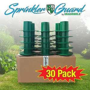 Sprinkler-Guard (30-Pack) by GRASSHOLE – Durable, flexible, long-lasting lawn sprinkler head protection and damage prevention.  Smart defense engineered to prevent sprinkler head damage – built to last, season after season