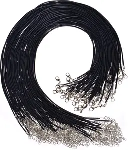 Selizo 100Pcs Necklace Cord for Jewelry Making, Black Waxed String Bracelet Making Supplies selizo