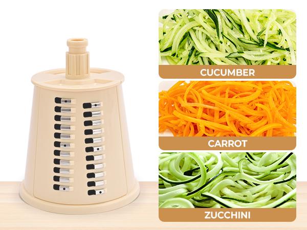 SUSTEAS Rotary Cheese Grater with 5 Replaceable Blades, 18/10 Stainless Steel, BPA Free, Easy to Clean & Disassemble, Beige Kitchen Vegetable Slicer Kitchen Gadgets Utensils