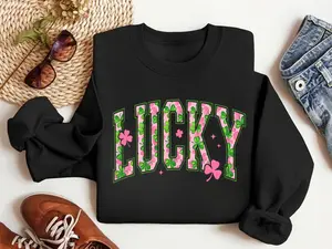 Lucky St Patrick Day Sweatshirt, St Patricks Day Sweatshirt, Saint Patrick's Pullover, Lucky Sweater, Graphic Hoodies, Graphic Long Sleeve Tops, Unisex Sweatshirts Valentines Gift