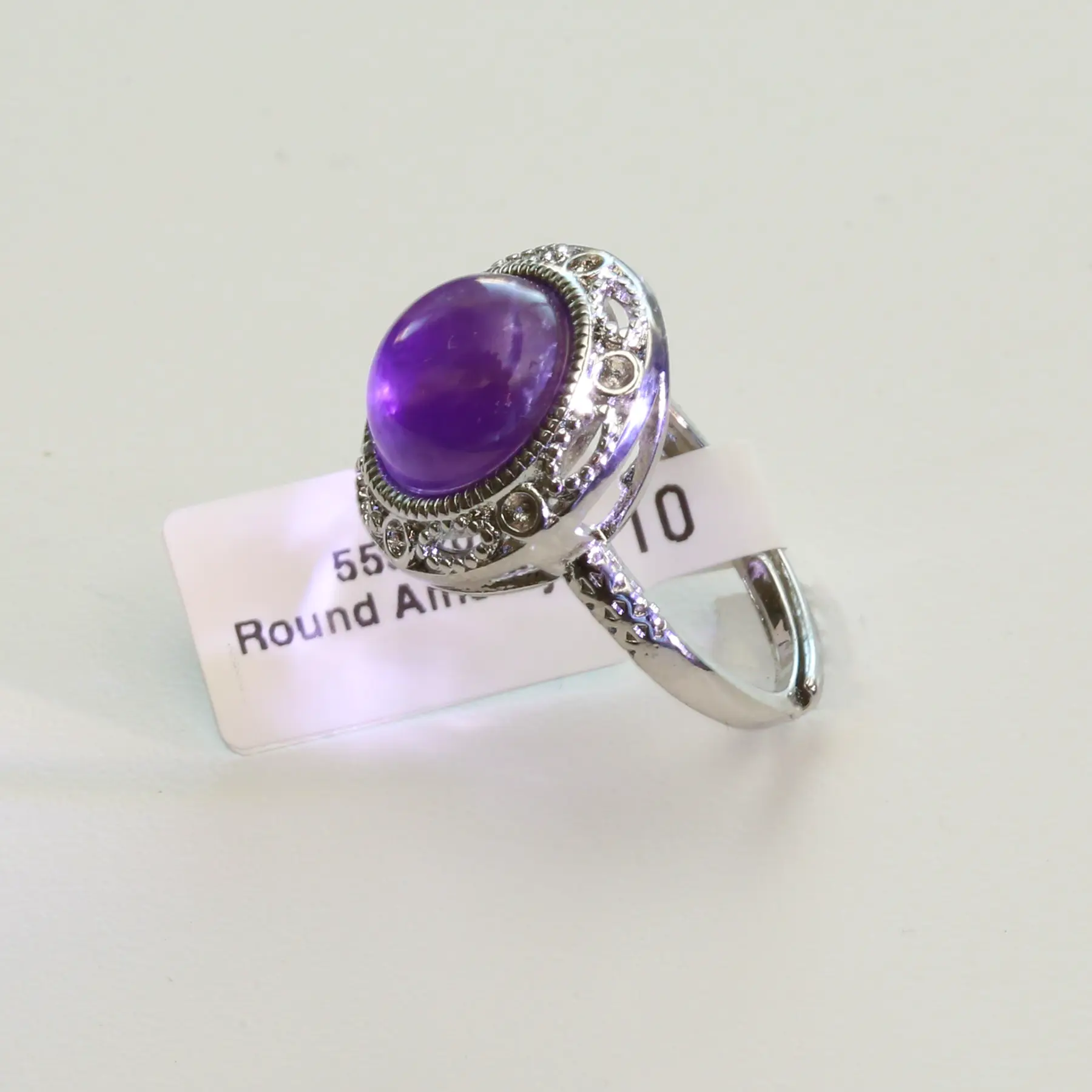 Natural Amethyst Ring | Adjustable Sterling Silver Plated | Handmade Healing Crystal Jewelry