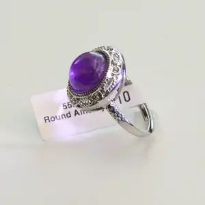 Natural Amethyst Ring | Adjustable Sterling Silver Plated | Handmade Healing Crystal Jewelry
