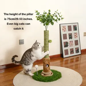 SummerVibers petlovers 39" Cat Scratcher Tall Scratching Postswith Dangling Ball Detachable toy for Indoor Cats, Green stripe Easy Installation pet furniture Scratching Post with Ball interactive tower outdoorfun