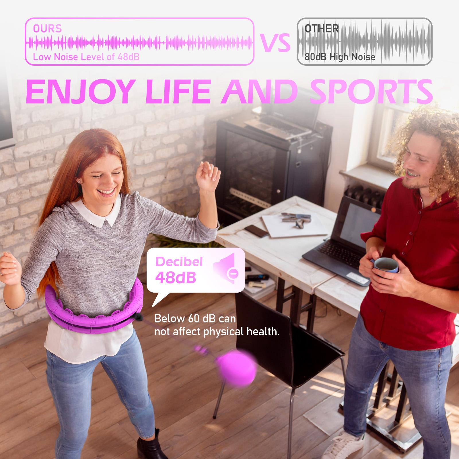 Weighted exercise hoop with 32 links (66 inches), sweet weight ball, suitable for adults Sports and fitness, suitable for women's smart sports devices