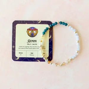Gemini Zodiac Sign Crystal Bracelet | Sun, Moon, Rising Signs | 4mm