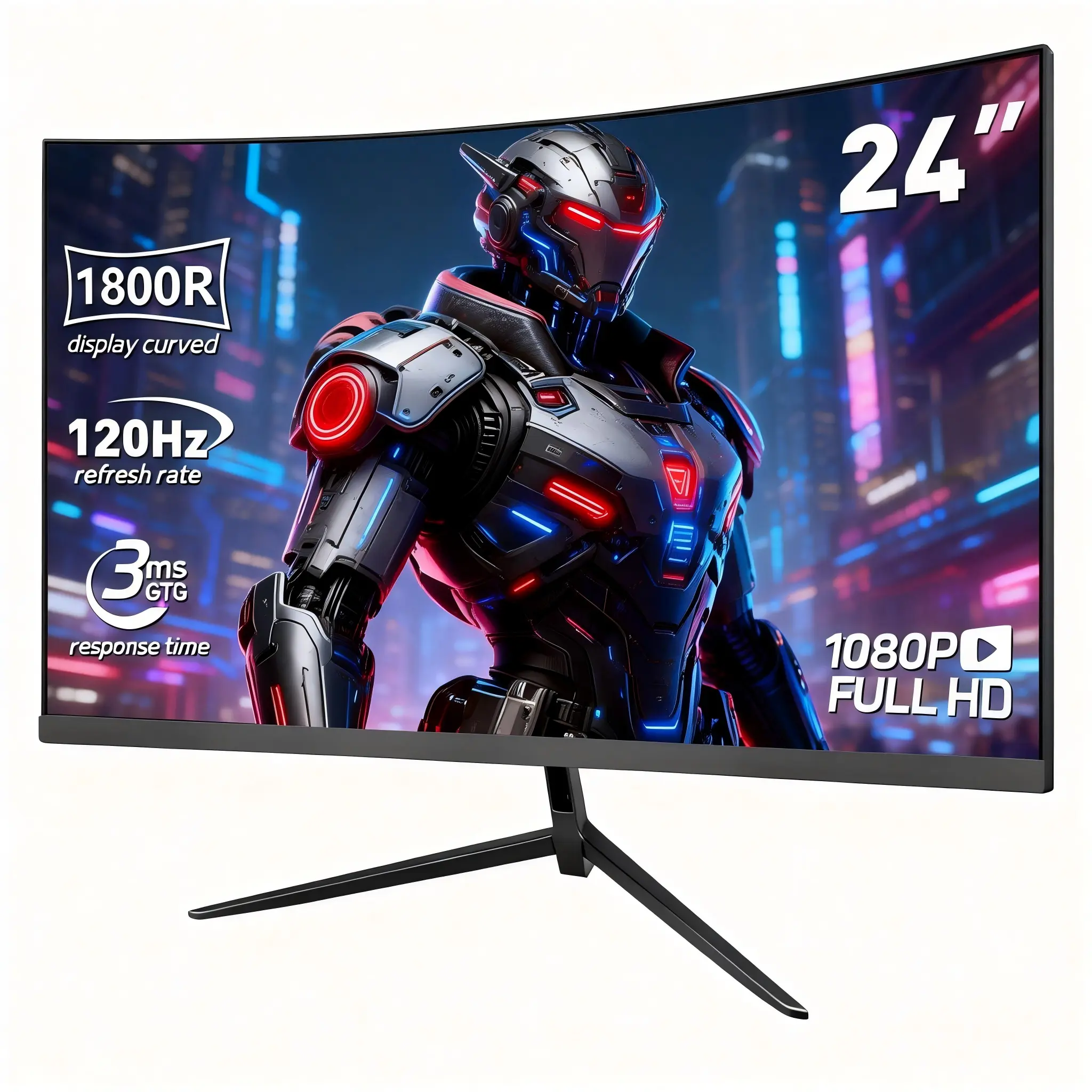 New 24-Inch Curved Gaming Monitor with 120Hz Display, 1ms Fast IPS Panel, AMD FreeSync, Compatible with PS5, Xbox (Ideal for Computers & Office Equipment, Desktop & Laptop Components Monitors), 120Hz Display Computer Monitors