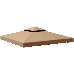 Outsunny 10' x 10' Gazebo Replacement Canopy, Gazebo Top Cover with Double Vented Roof for Outsunny 9.7' x 9.7' Frame for Garden Patio Outdoor (TOP ONLY), Khaki