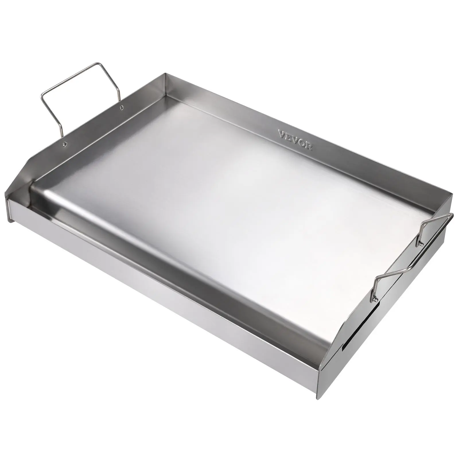 【SummerFinds】VEVOR Stove Top Griddle,  , 23.5"x16" Pre-Seasoned Stainless Steel Griddle, Rectangular Double Burner Griddle Pan, Non-Stick Family Pan Cookware with Handles and Oil Groove, for BBQ, Gas Grills, Silver