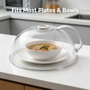 Microwave Splash-Proof Lid with Steam Vent Non-Bisphenol A Food Heating Lid Reusable Heat-Resistant Fits Most Plates & Bowls Kitchen Helper Cleaning 360-Degree Protection