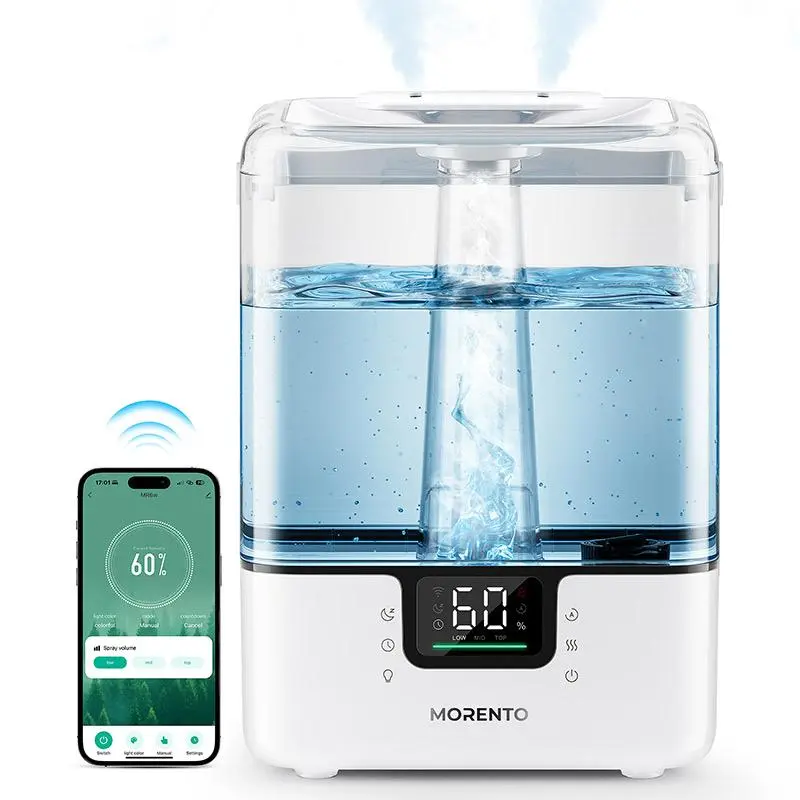 MORENTO 2-in-1 Fragrance Aroma Humidifier - Plastic Silent Spray Humidifier, 4.5L/6L Top Fill Cool Mist, 3 Levels, Digital Control, Timer, Automated Switch, Nightlight, Essential Oil Compatible, Auto Shut-Off, for Home Office, #TikTokShopBlackFriday